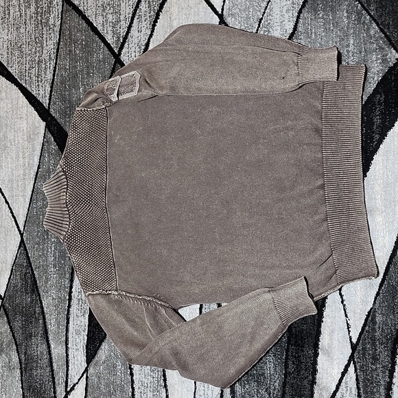 VINTAGE BKE QUARTER-BUTTON MOCK-NECK SNAP-POCKET SLEEVE PATTERN BROWN SW… - Picture 10 of 11